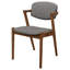Chaises de salle à manger Mid-Century modernes grises et noyer foncé (de deux 2 - revêtement, base
