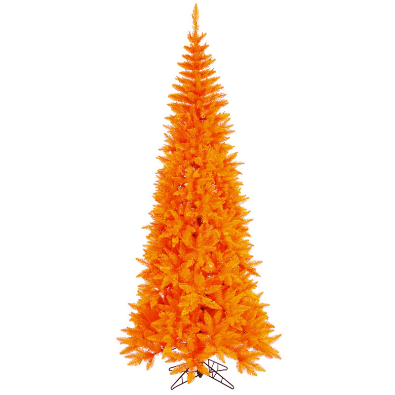 Orange Fir Artificial Fir Christmas Tree, 6.5' H x 34" W