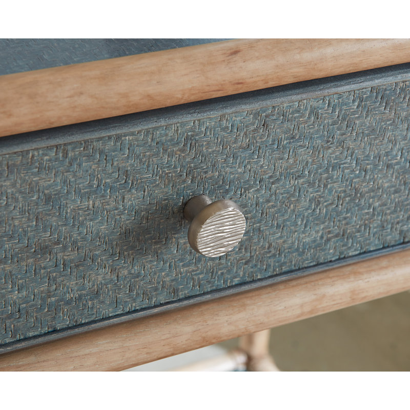 Retreat Pole Rattan Bedside Table, Dune/Blue