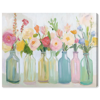 Art floral sur toile en bouteille