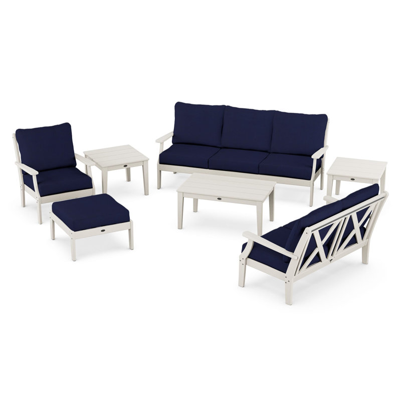 Braxton 7-Piece Deep Seating Set, Sand, Navy