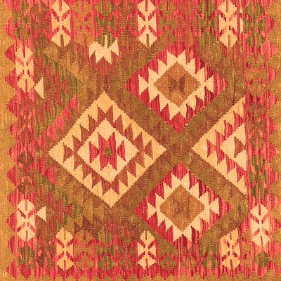 Tapis tissé à la machine Mirle Southwestern en beige / taupe / rouge