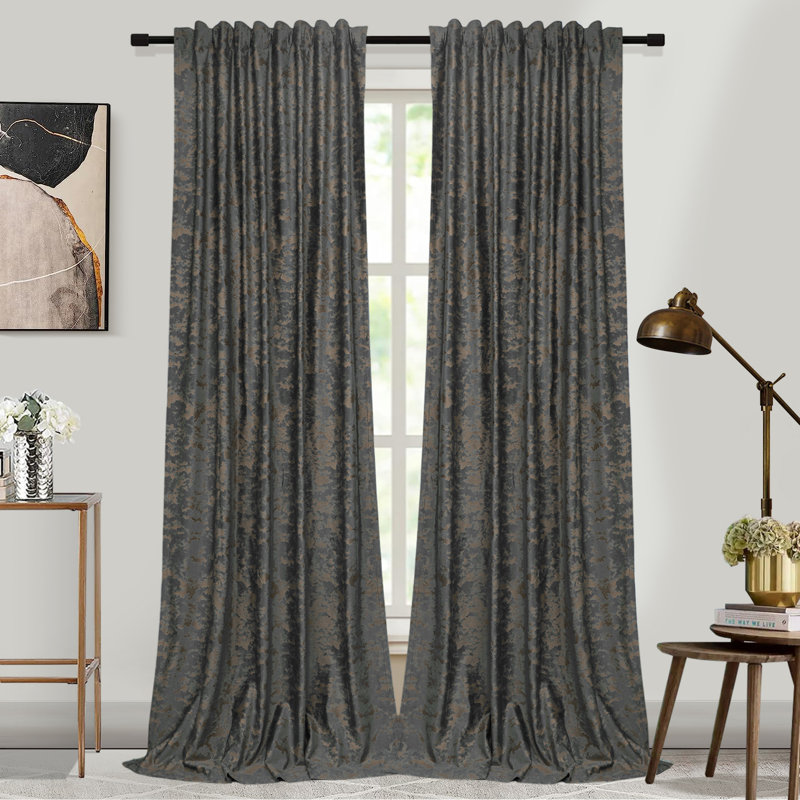 Kanab Velvet Room Darkening Curtain Panel Pair, 52" W x 96" L, Gray