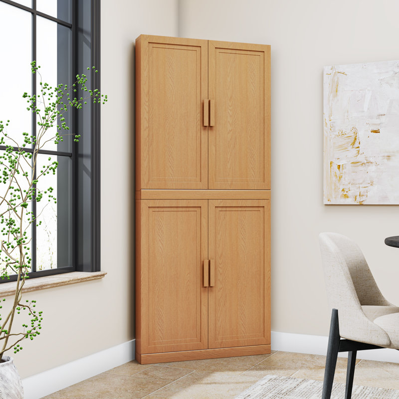 Armoire d'angle avec tablette réglable Cieria, Chêne