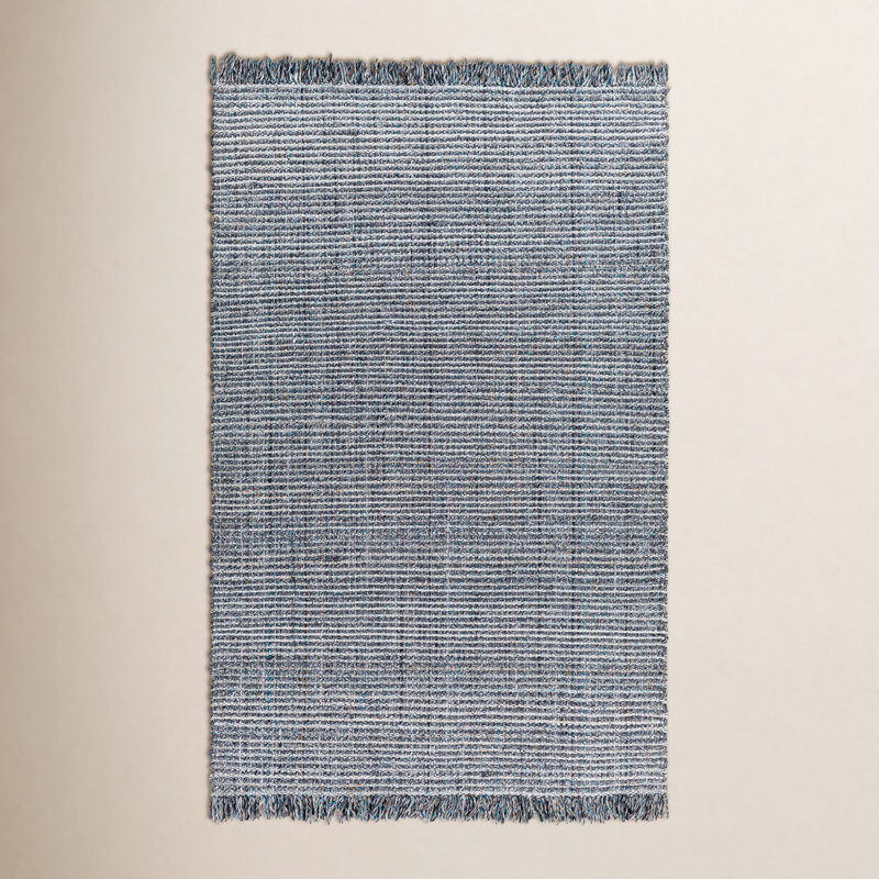 Viewcrest Hand-Woven Slate Blue Striped Rug, Runner 2'6" x 8'