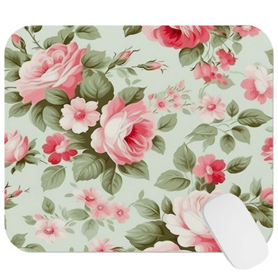 Floral Rose Floral Rose Flowers Flower Pattern XII Gaming Cute Office Laptop Desk Pad Gift Mat Square Rectangle Non-Slip Mousepad