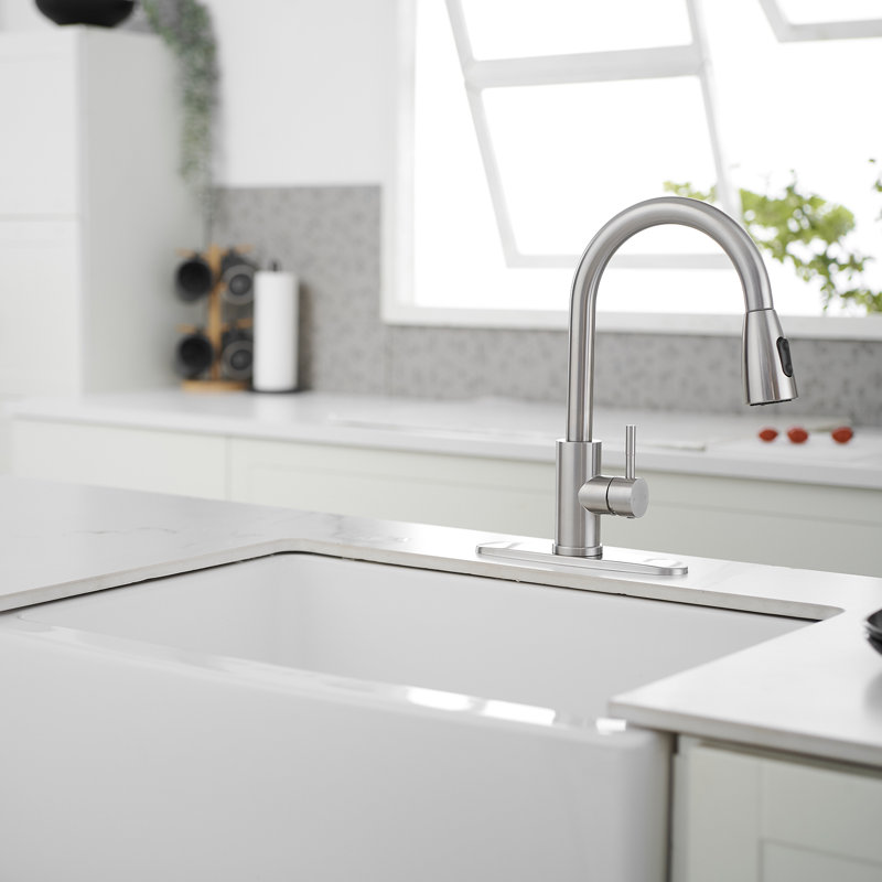 VIBRANTBATH Pull Out Kitchen Faucet, Brushed Nickel