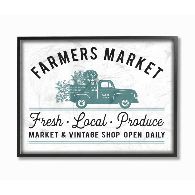 " Farmer " by Lettered And Lined, 11" H x 14" W, Midnight Black Framed Giclee