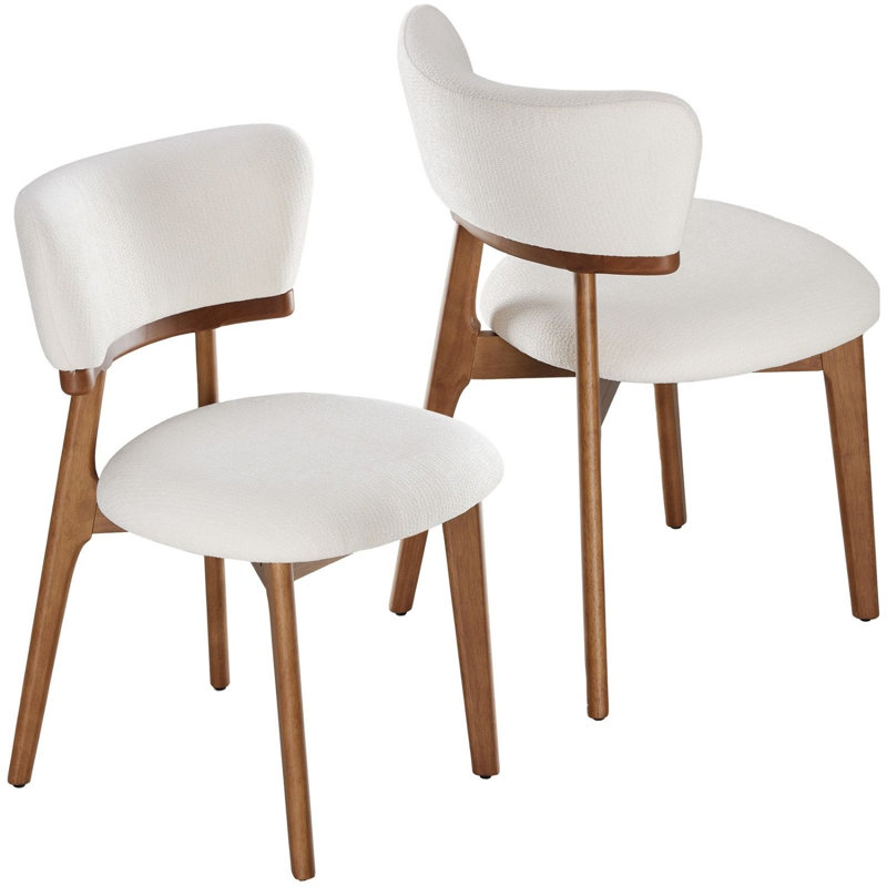 Chaises de salle à manger Devleta en velours, chaises capitonnées de style Mid-Century avec pieds en métal, Beige