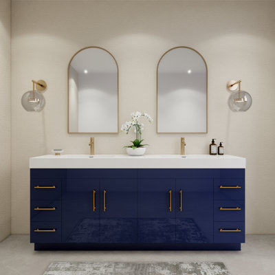 Ensemble de meuble-lavabo double 84 po avec tiroirs et portes 84 po