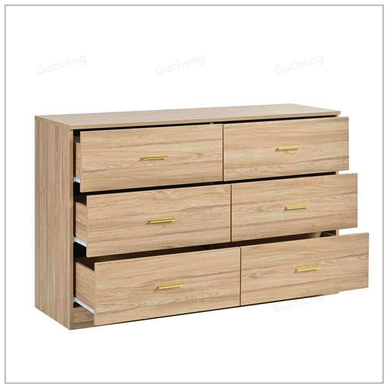 Commode 6 tiroirs Modern Modern, Naturel