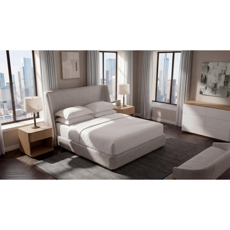 Lisbon Upholstered Wingback Bed
