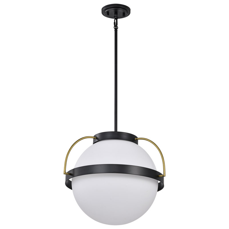 Luminaire suspendu sphère 1 lumière Whit, Noir mat, H 51,6 po x l 13 po x P 13 po