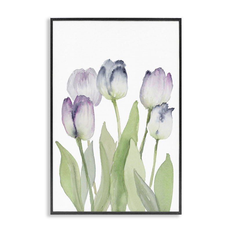 «Soft Garden Tulip», estampe numérique par Lanie Loreth, Giclée encadrée noir minuit, H 24 po x l 16 po