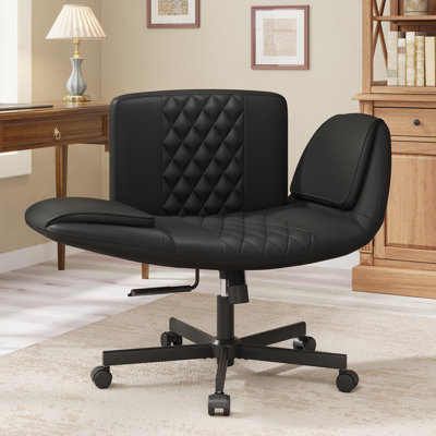 Criss Cross Office Chair With Armrest,Cross Legged Chair With Wheels by Latitude Run