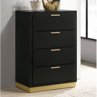 Commode de chambre à coucher à 4 tiroirs Florenz - noir