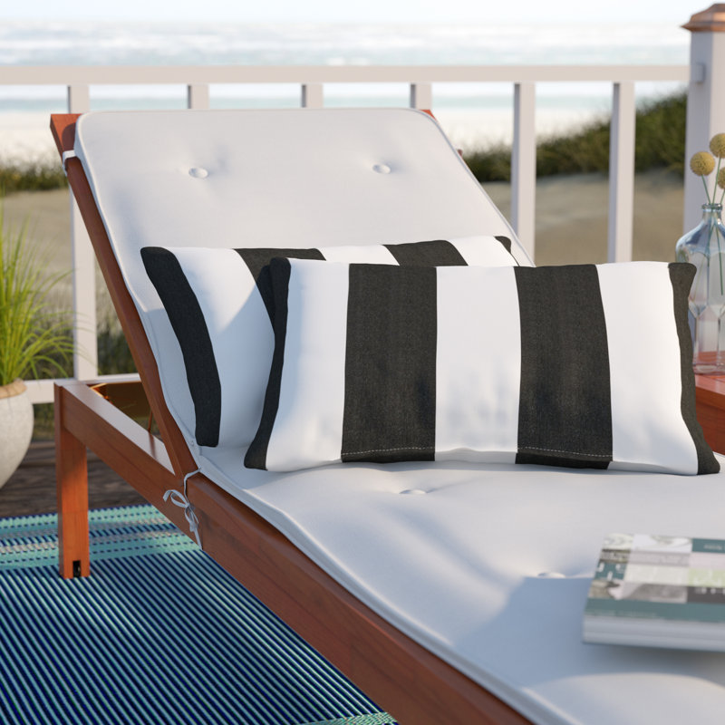 Metro II Striped Sunbrella® Outdoor Reversible Throw Pillow, Cabana Classic Black Stripe Sunbrella®, 16"H x 26"W