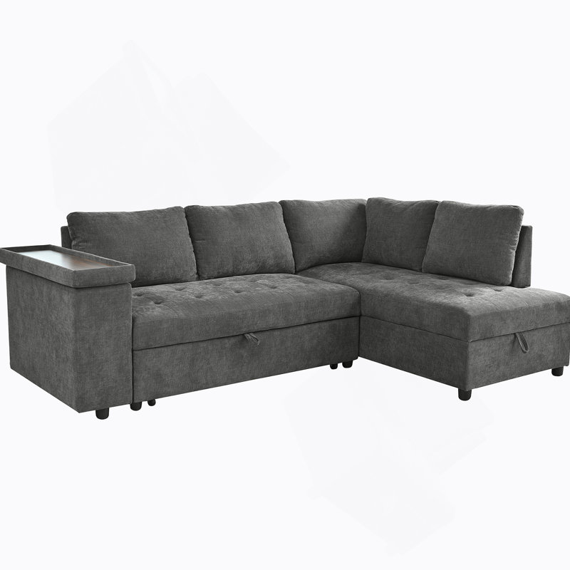 Polyester With Square Arms Sofa, Grey