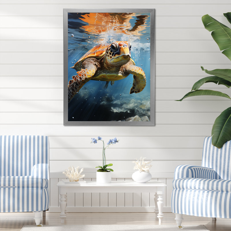 «Dreamy Marine Encounter I», reproduction sur toile, Cadre simple argenté, H 20 po x l 12 po x P 1 po
