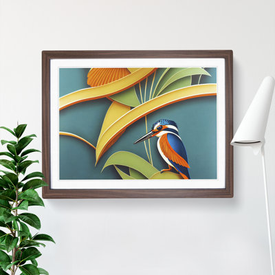 Kingfisher Deco Style - Framed Print
