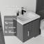 Meuble-lavabo suspendu de 50 cm avec lavabo encastré en céramique, meuble en contreplaqué, porte à fermeture amortie, gris-66355849