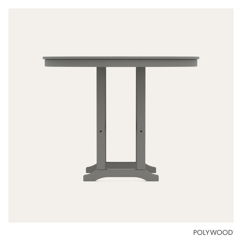 POLYWOOD Round Farmhouse Counter Table, 48", Slate Gray