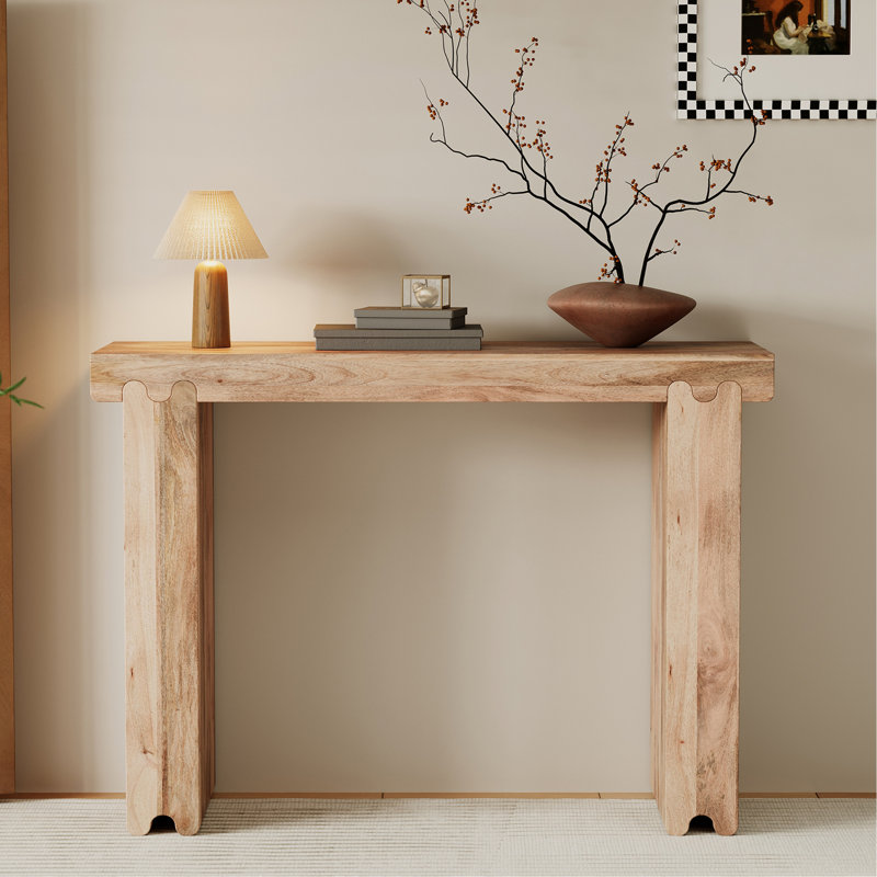Console, table d'entrée en bois de manguier de ferme, table de canapé épaissie, console minimaliste étroite pour le salon du couloir d'entrée