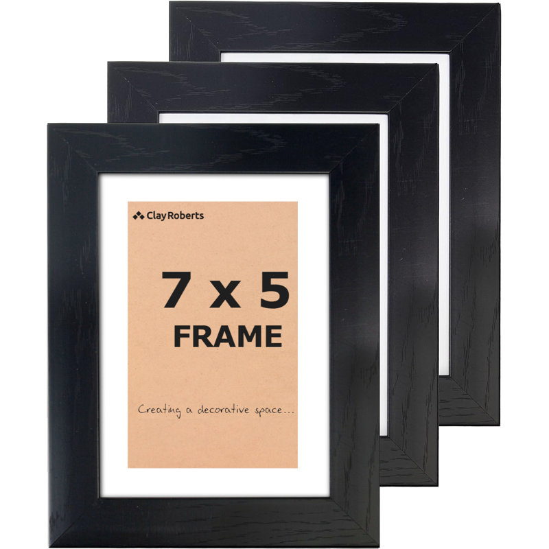 Picture Frame - Set of 3 with Mat, Black