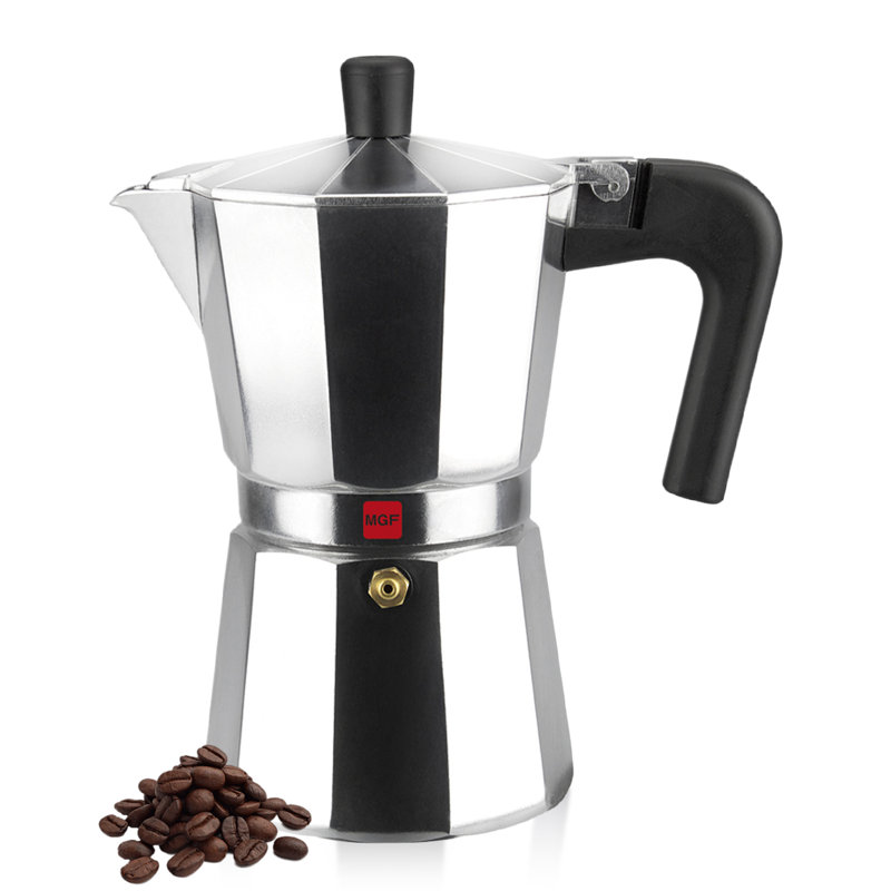 Moka espresso Moka, 3 tasses / 5 oz, cafetière italienne pour café cubain, aluminium très épais, poignée résistante à la chaleur, cafetière Greca