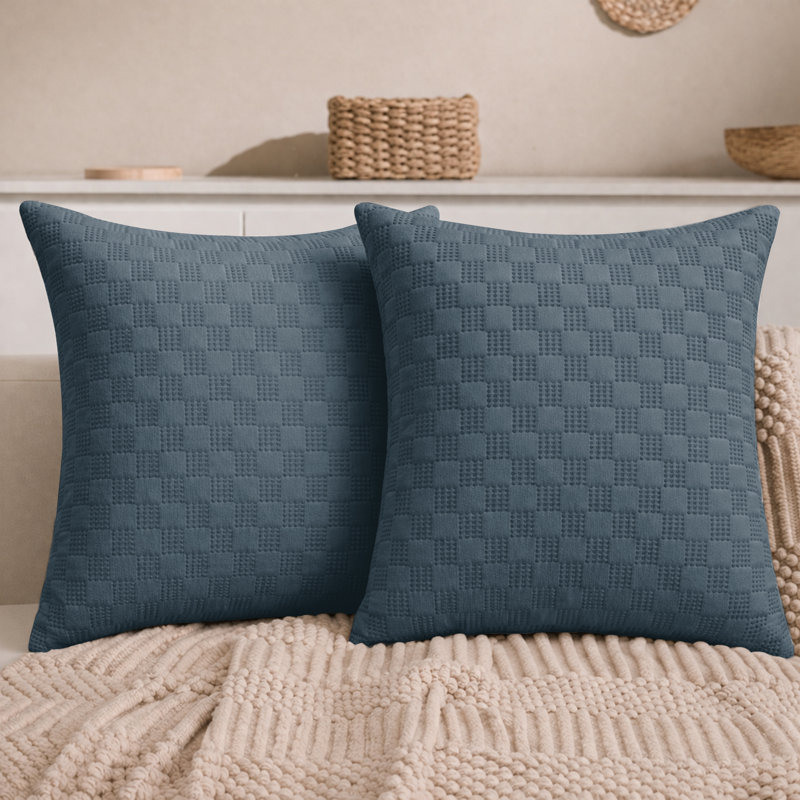Aspire Homeware Embossed Square Velvet Cushion Covers, Pack of 2, NAVY