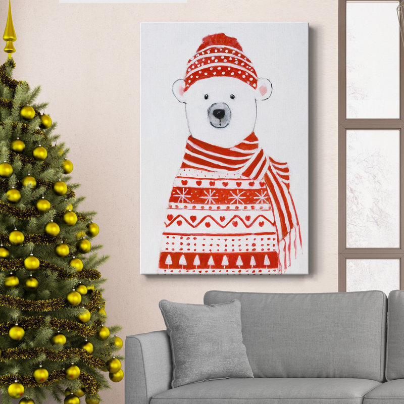 Holiday Holiday Bear II - reproduction sur toile tendue, H 60 po x l 40 po x P 1 po