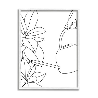Arrosoir et fleurs printanières - Dessin