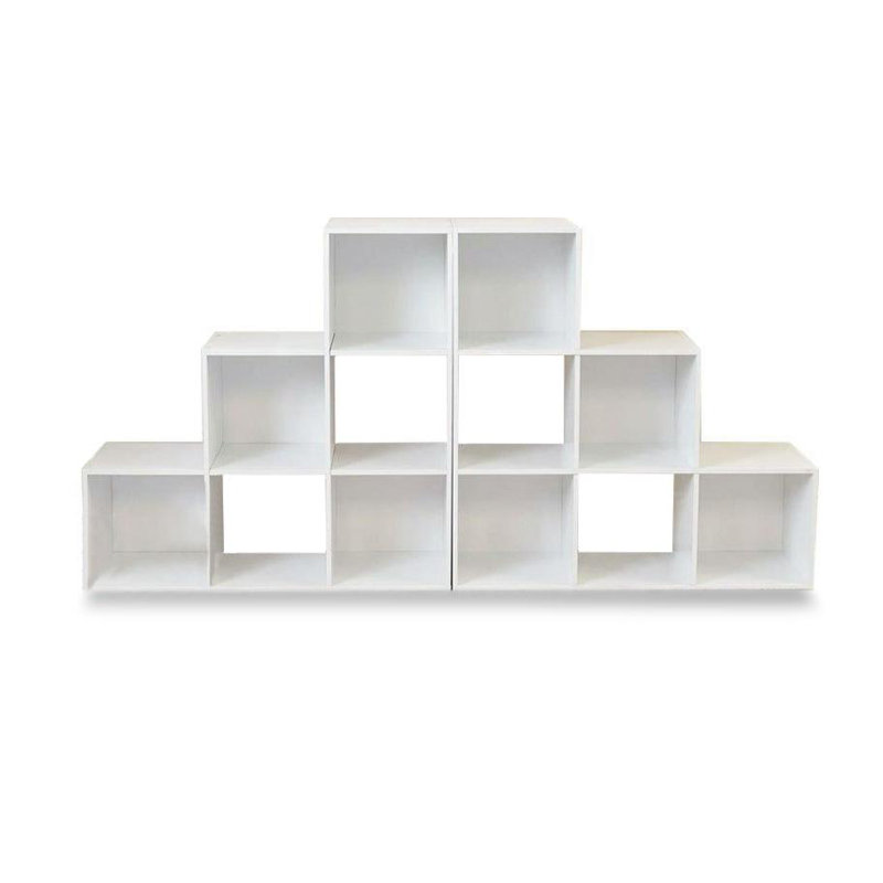 12 Cube Bookcase Ladder Storage Unit - White - Two 6 Cube Units