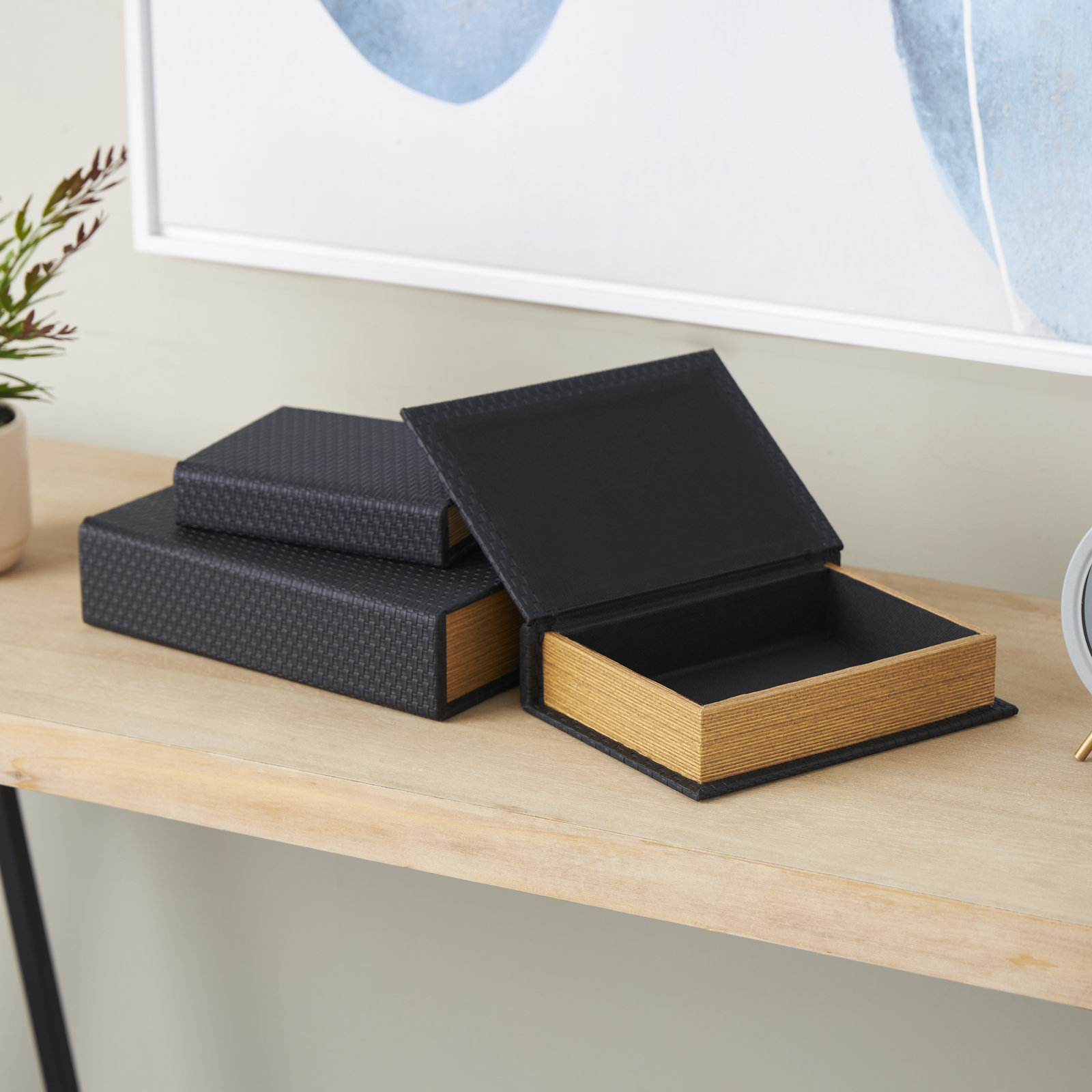 Vanora Faux Leather Book Box Set, Black