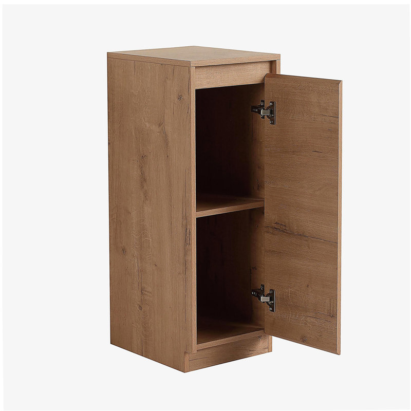 Meuble-lavabo autoportant de 92 po avec lavabo en céramique blanche et 1 petite armoire de rangement, porte à fermeture en douceur, chêne imitation, emballage KD, contreplaqué