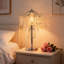 Lampe de table moderne en cristal avec base en métal pour chambre à coucher, salon, bureau et table de chevet