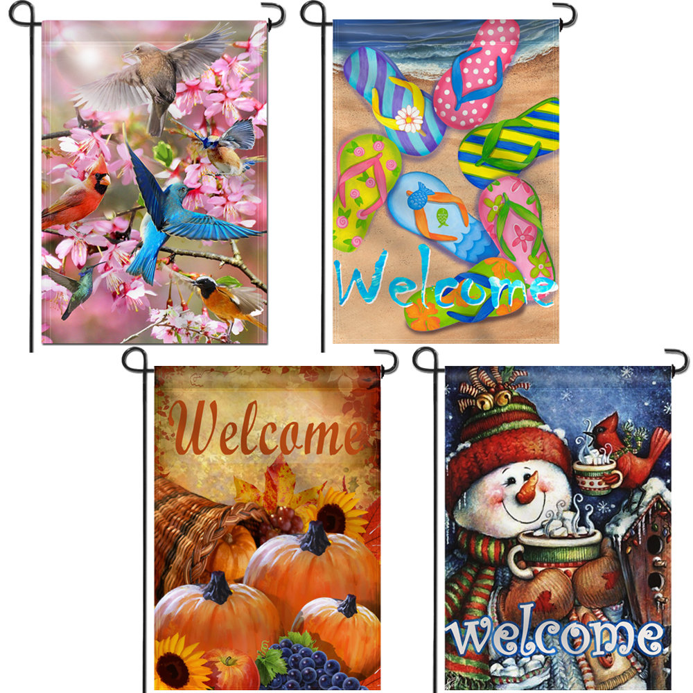 Four Seasons 2-Sided Polyester 18 x 12 in. Garden Flag (Set of 4) The Holiday Aisle®