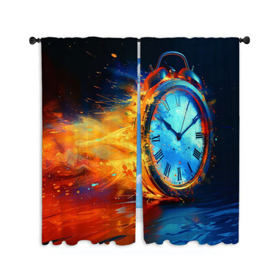11992_Alarme horloge rideaux de fenêtre Concept Time Flowing Drapes - 2 panneaux