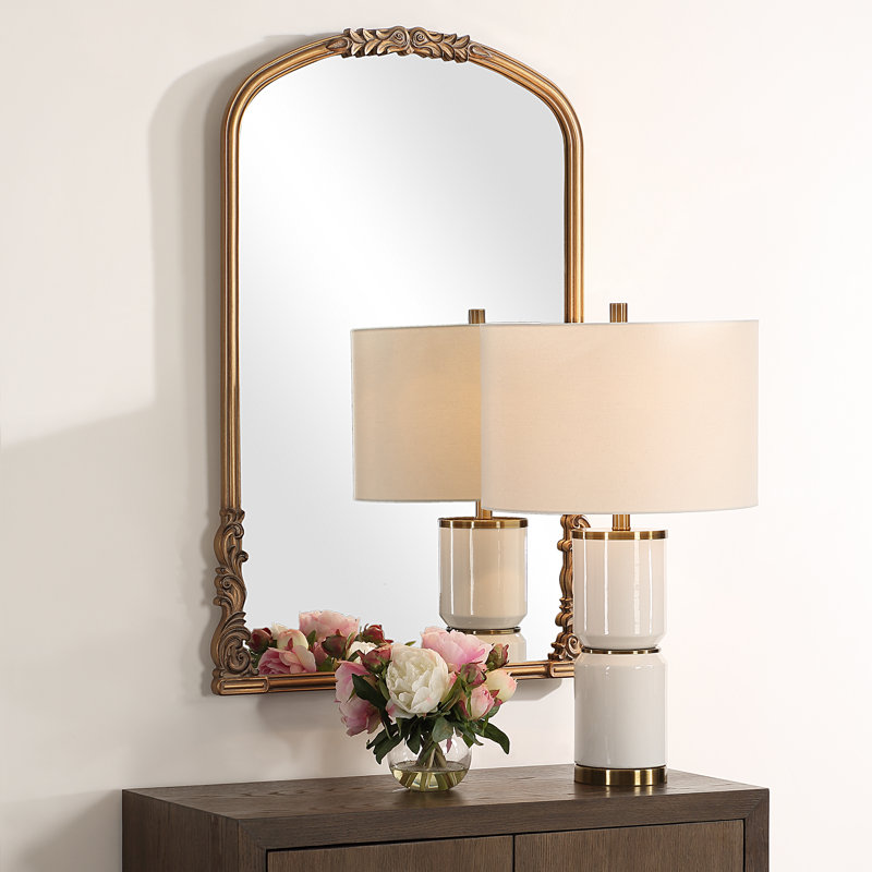 Keith Engineered Wood Wall Mirror, Antique Gold, Horizontal, 28" H x 38" W