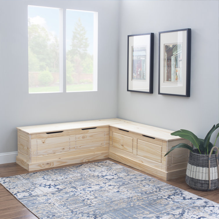 Eslick Solid Wood Corner Breakfast Nook Bench with Storage