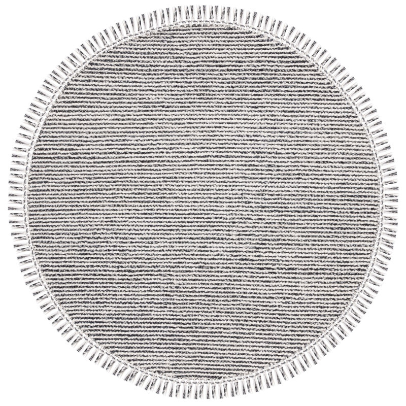 Tapis en laine / coton gris Breilynn, Rond 6 pi