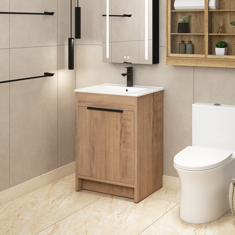 Marialana 24'' Single Bathroom Vanity with Ceramic Top, White