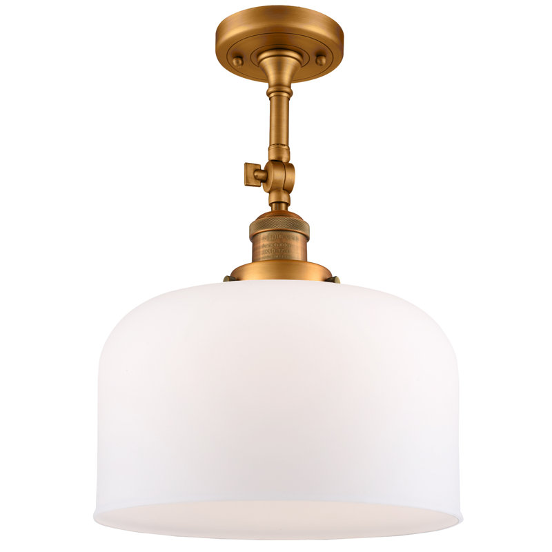 Plafonnier semi-encastré 1 lumière 12 po Temescal, Laiton brossé, Ampoule DEL 6 watts Vinage, Blanc mat