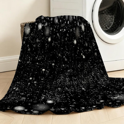White Ultra Soft Flannel Fleece Throw Blanket,Dark with Single-Sided Print