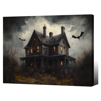 «Moody» encadré, art mural d'Halloween, affiche de maison hantée pour maison de campagne, décoration murale gothique foncé