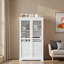 Armoire de cuisine, armoire de rangement avec portes en verre et 4 tiroirs intégrés-777047723