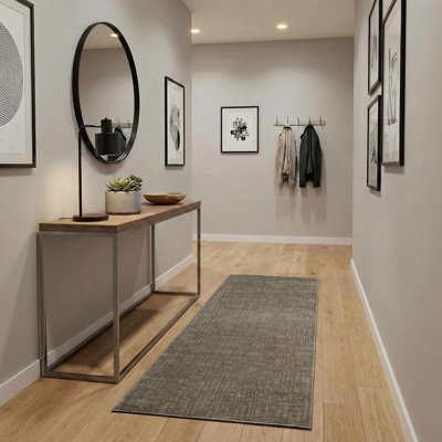 Lina Solid Boho Neutral Machine Washable Dark Green Area Rug