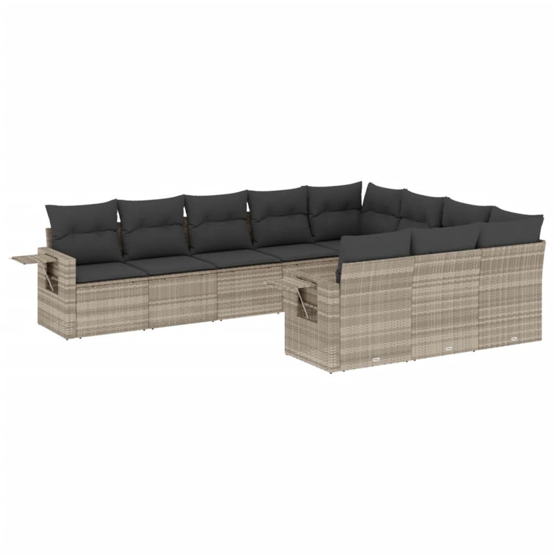  Ensemble de canapé de jardin en rotin PE gris clair, acier thermolaqué, polyester