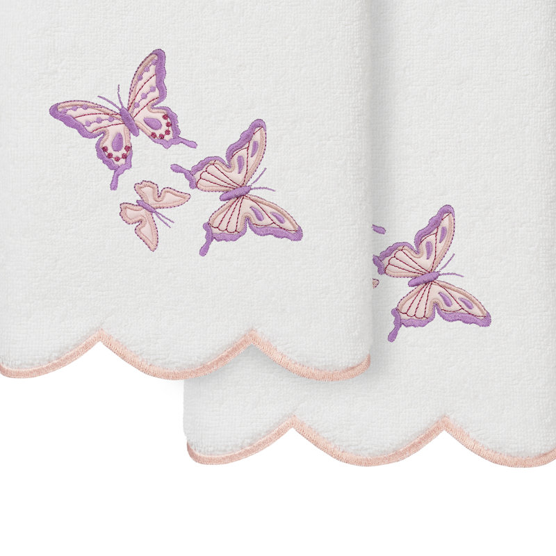 Ensemble de serviettes à main 2 pièces en lin 100% coton turc BRITNEY Linum Home Textiles, Blanc / Rose