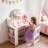Kids Vanity Desk With LED Mirror & Chair & Power Supply